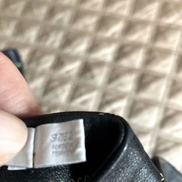 T by Alexander Wang Long Sleeve Black Leather Mini Dress/Green Stitching. Size 2 - Picture 6 of 7